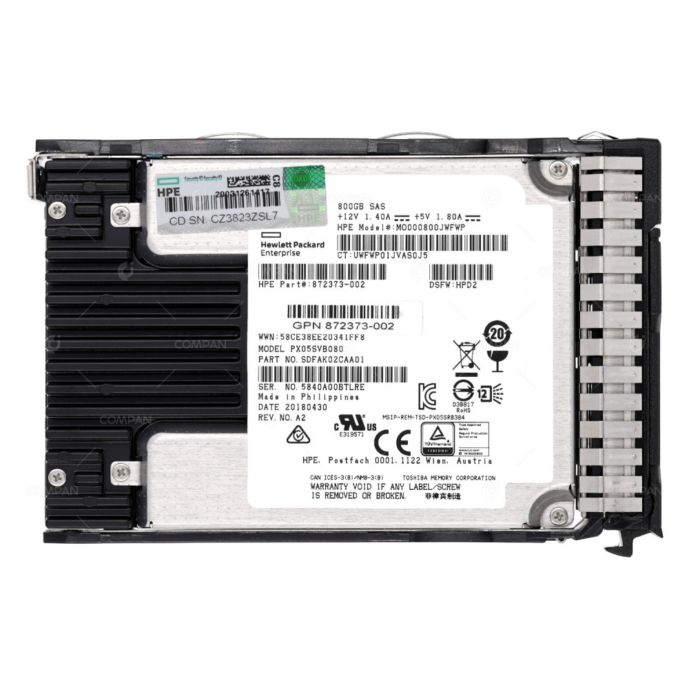 872506-001 HP SSD 800GB SAS 12G 2.5" SFF FOR HP PROLIANT DL380 G8 G9 G10